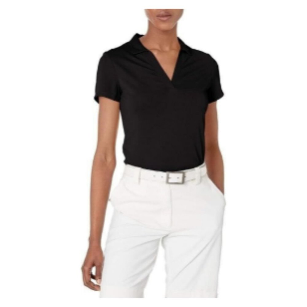 PGA TOUR Airflux Golf Polo Shirt Women's Medium Caviar Black NWT UPF 50